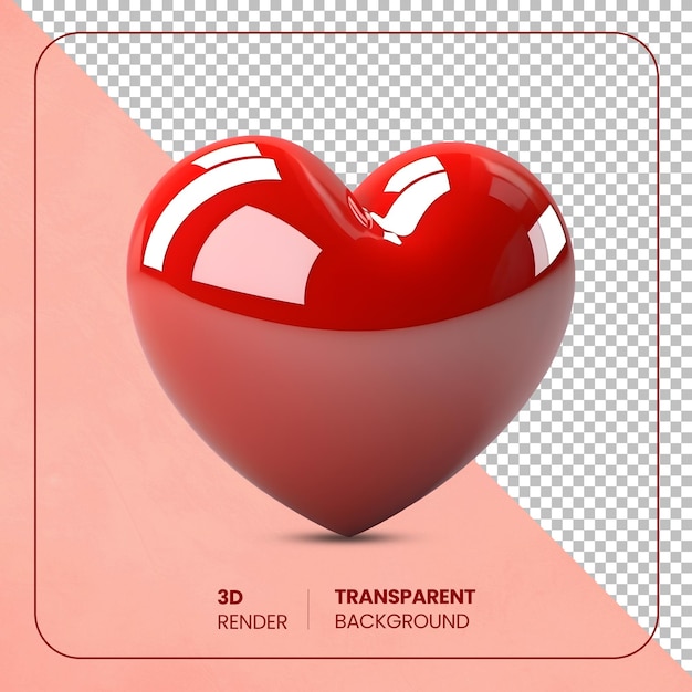 Psd forma di amore del cuore rosso 3d isolata