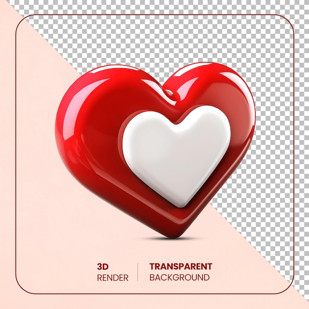 Psd 3d red heart love shape isolated