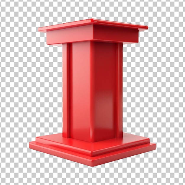 Psd of a 3d red podium sticker product display on transparent background