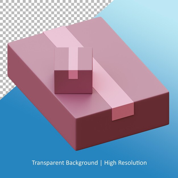 2 つのピンクの段ボール箱の PSD 3 d レンダリング