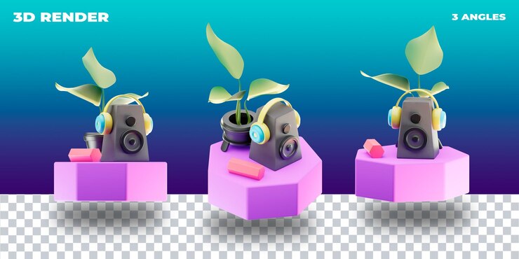 PSD psd 3d render 3d illustration 3d icon transparent 3 camera angles