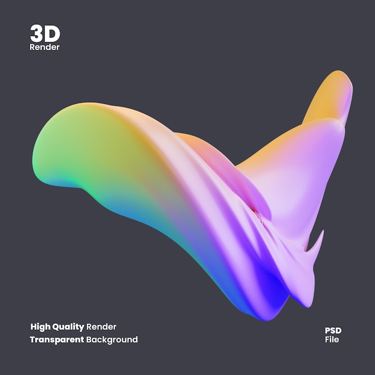PSD psd 3d render abstract holographic shape