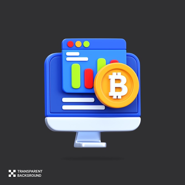 PSD 3D Render Bitcoin Trading Monitor