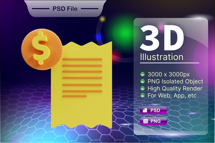 PSD psd 3d render business and online store illustration of tax app icon isolated
