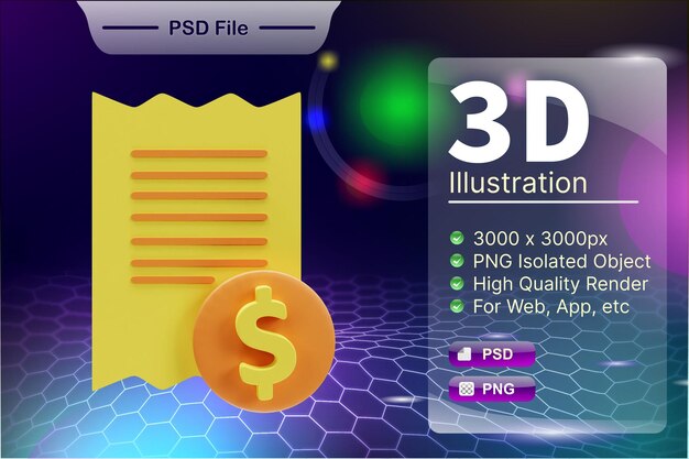 PSD psd 3d render business e illustrazione del negozio online dell'icona dell'app fiscale isolata