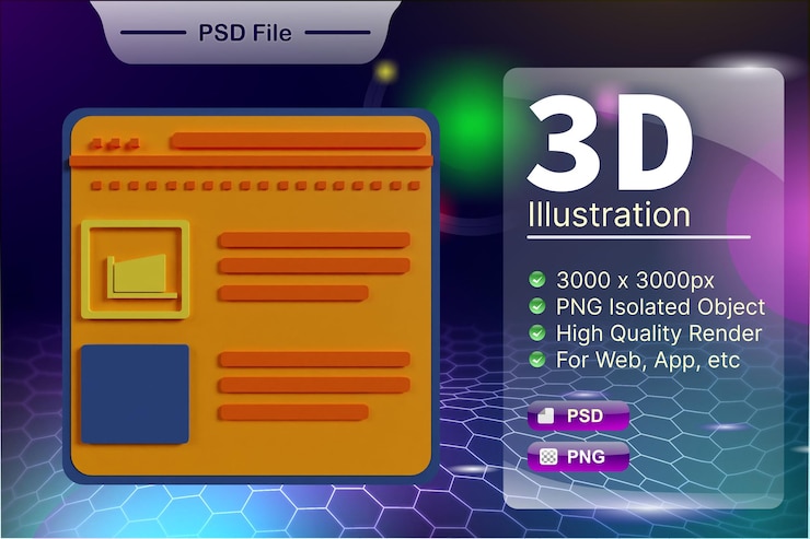 PSD psd 3d render business and online store illustration of website online store app icon isolated