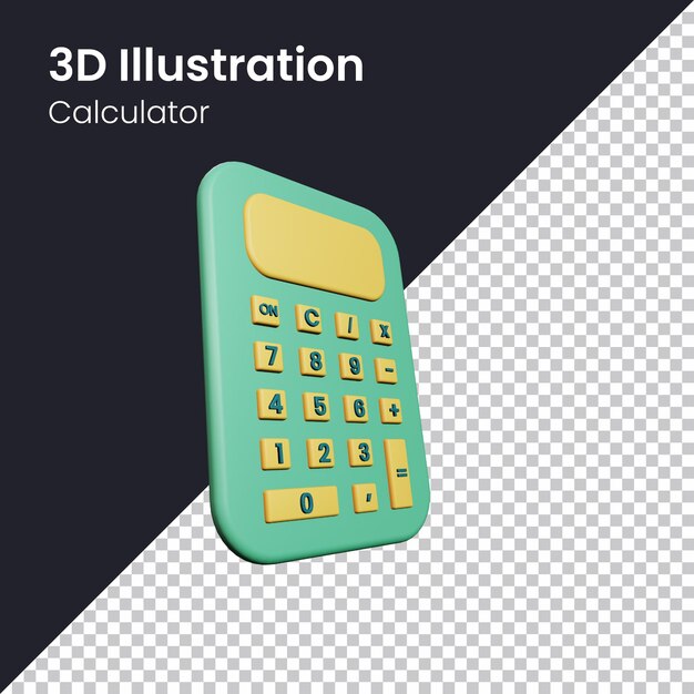 PSD 3d Render Calculator Icon Illustration