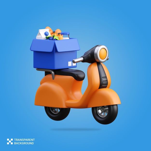 PSD 3D render of delivery bike icon illustration