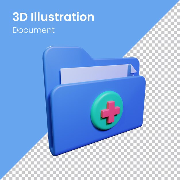 Psd 3d render document medical icon illustration