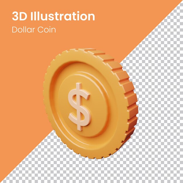 PSD Иллюстрация иконки долларовой монеты psd 3d render