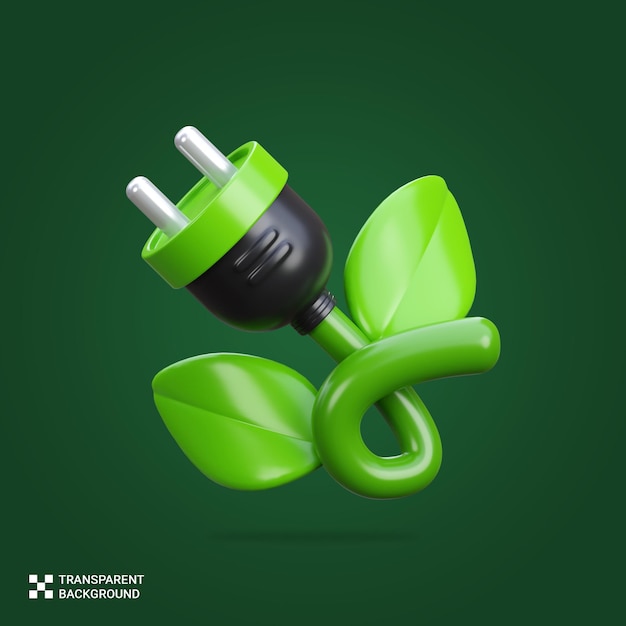 PSD 3D render of eco plug icon illustration
