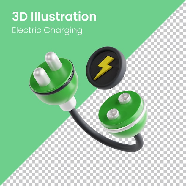 PSD 3d Render Electric Charging Battery Icon Illustration