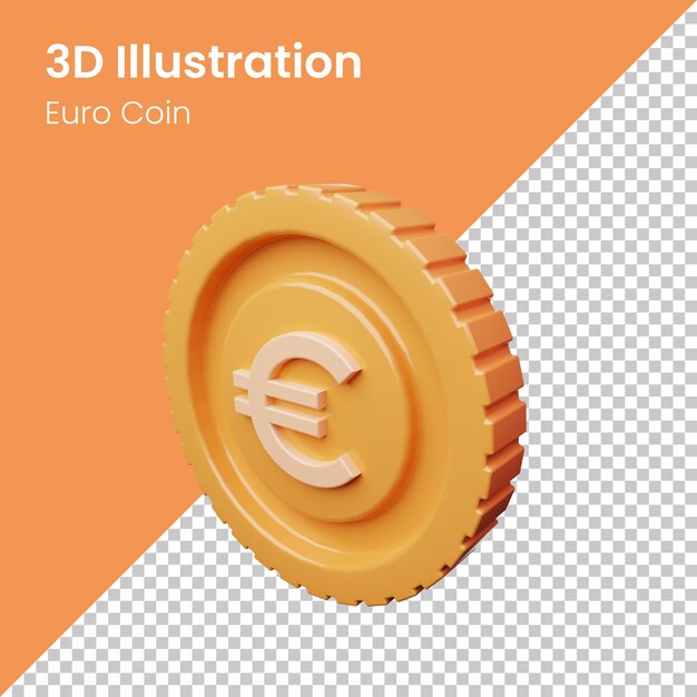 Illustrazione dell'icona della moneta dell'euro in psd 3d render