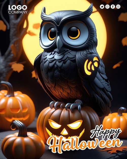 PSD 3D render Halloween happy