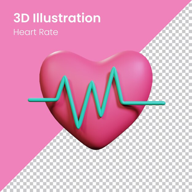 PSD psd 3d render illustrazione dell'icona della frequenza cardiaca