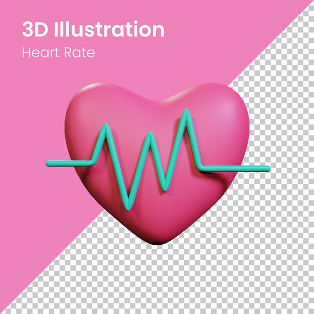 Psd 3 d レンダリング心拍数アイコンの図