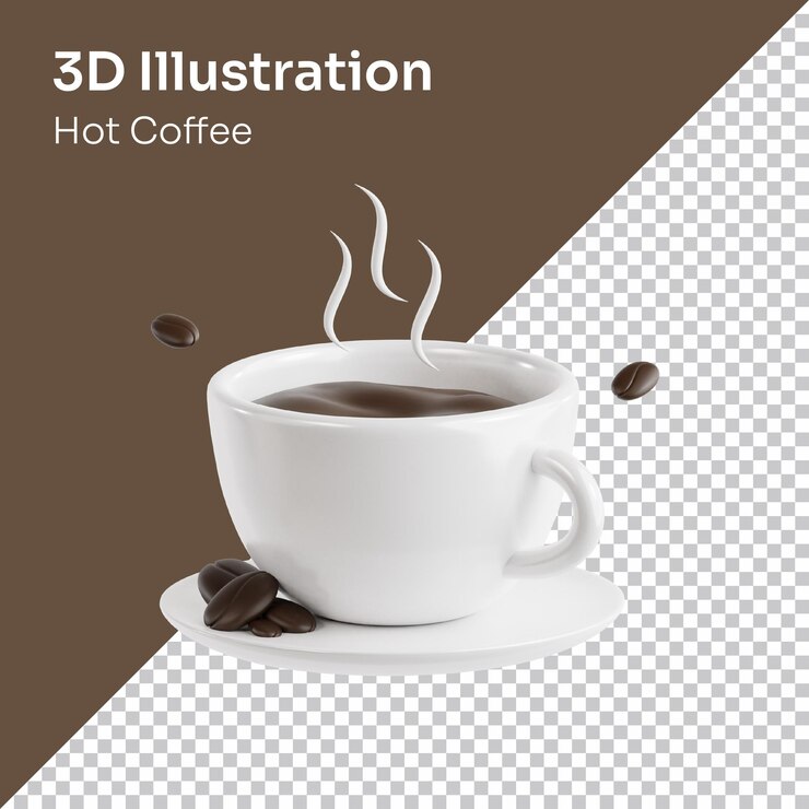 PSD psd 3d render hot coffee icon illustration