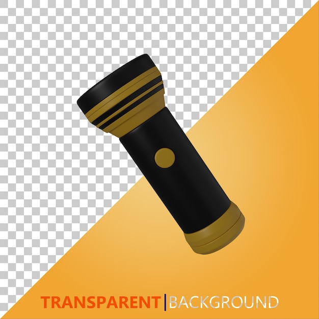 PSD psd 3d render illustration black and yellow flashlight