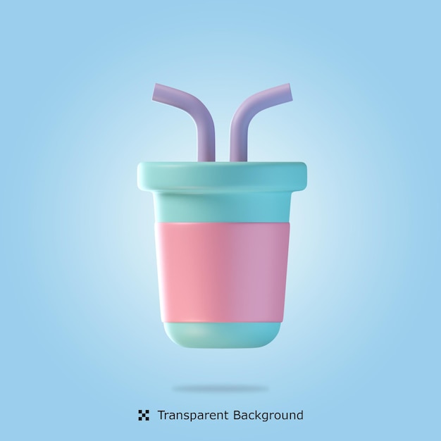 PSD 3 d レンダリング イラスト ドリンク カップ分離アイコン