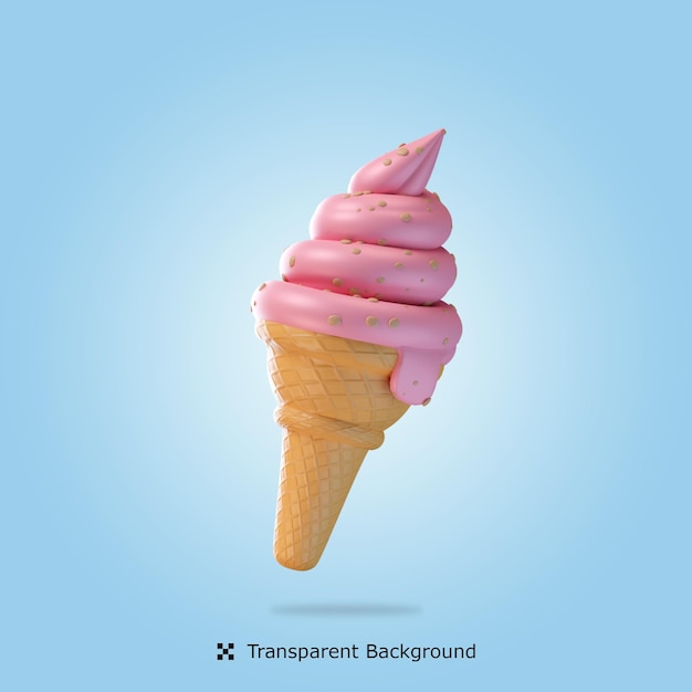 Psd 3d визуализация иллюстрации конус мороженого изолированный значок
