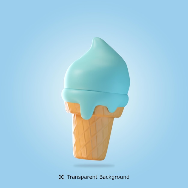 psd 3d render illustration ice cream cone isolated icon