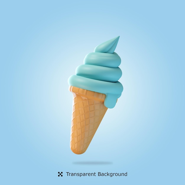 PSD 3d render ilustracja ikona na białym tle stożek lodów