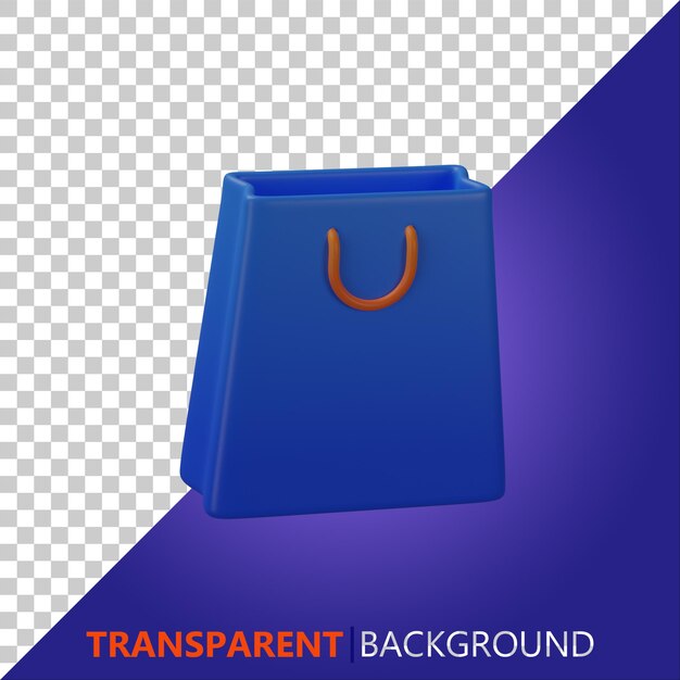 PSD 3d render ilustracja niebieski z pomarańczową torbą na zakupy