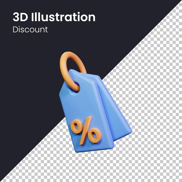 PSD psd 3d render korting tag pictogram illustratie