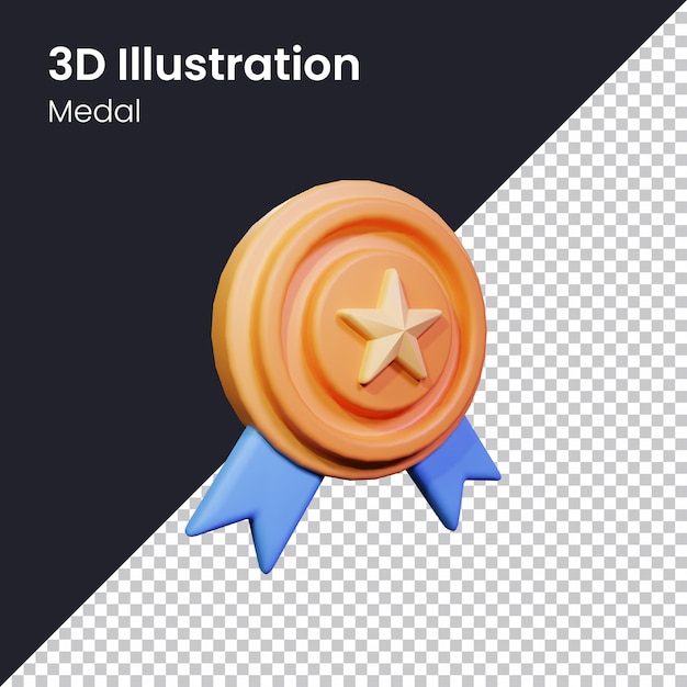 Psd 3d rende l'illustrazione dell'icona della medaglia