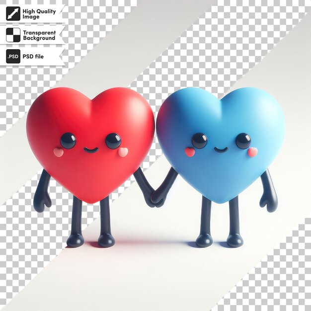 psd 3d render of a pair of hearts on transparent background with editable mask layer