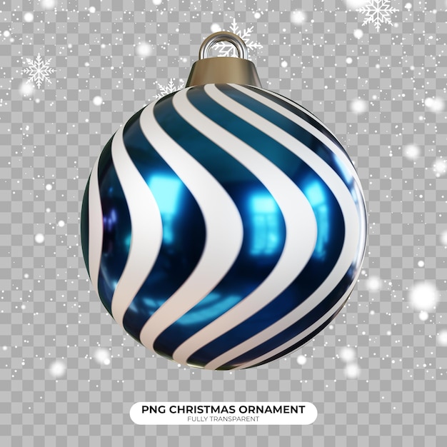 PSD psd 3d рендеринг украшений рождественского шара с синими цветами на прозрачном фоне