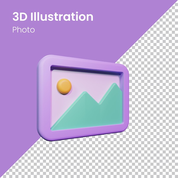Psd 3d render photo icon illustration