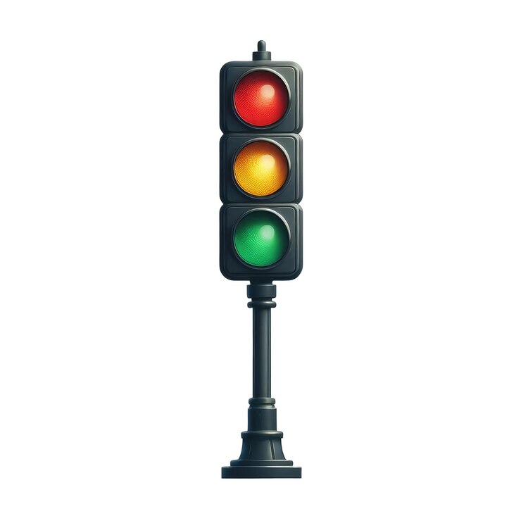 PSD psd 3d render realistic traffic light on white background