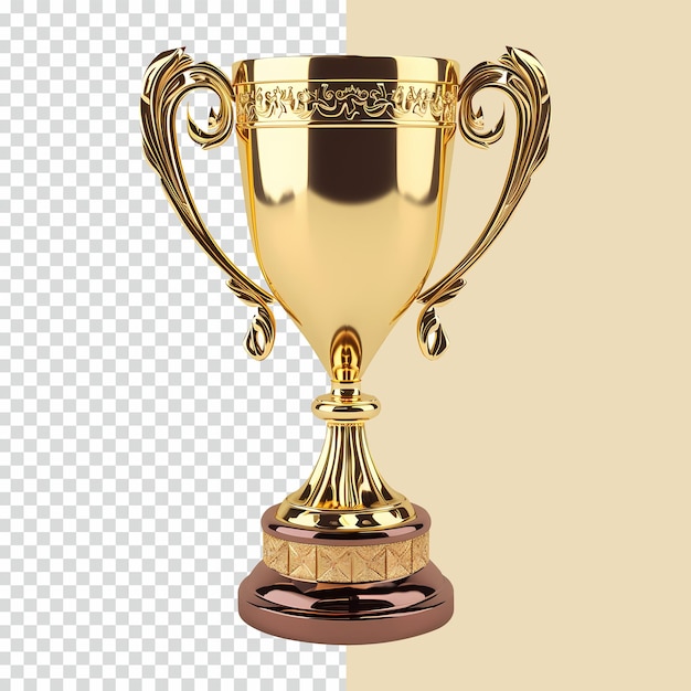 PSD psd 3d render realistyczny złoty trofeum na białym izolowanym tle