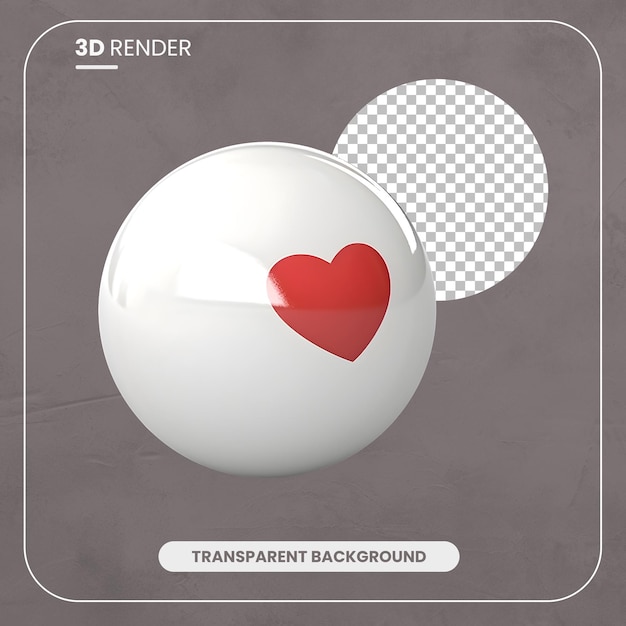 PSD 3d render red heart in a white circle