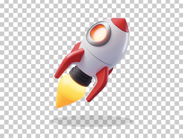 Psd 3d render rocket blasting