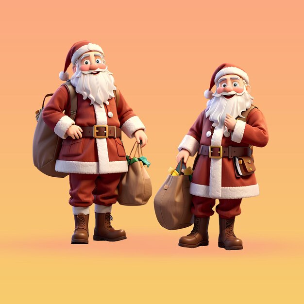 PSD 3d render Santa character delivering gift