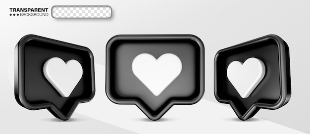 PSD psd 3d render social media heart icon isolated