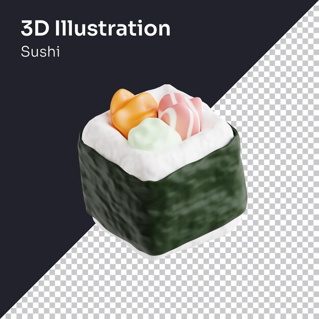 Psd 3d render sushi icon illustration