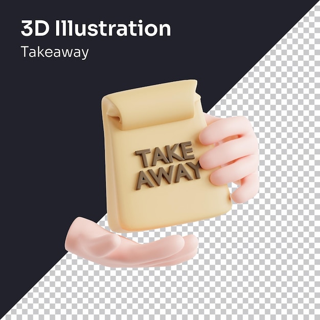 Psd 3d render takeaway food icon illustration