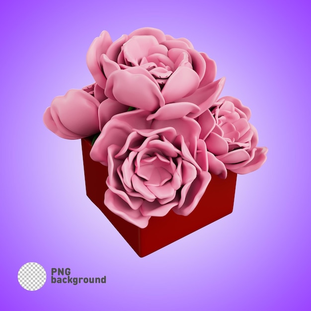 PSD 3D render van bloem pictogram illustratie