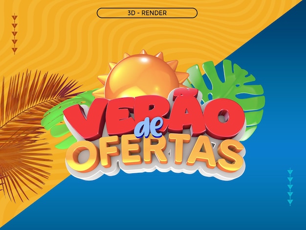 Psd 3d render verao de ofertas