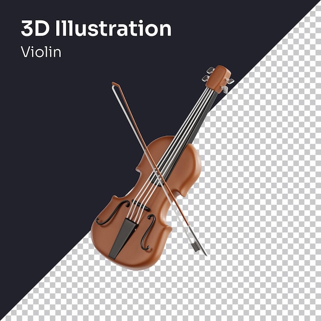 Psd 3d render violin icon illustration