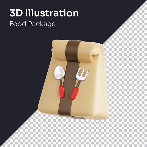 Psd 3d render voedselpakket pictogram illustratie