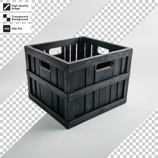 Psd 3d render of a wooden crate on transparent background with editable mask layer