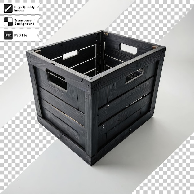 PSD psd 3d render of a wooden crate on transparent background with editable mask layer
