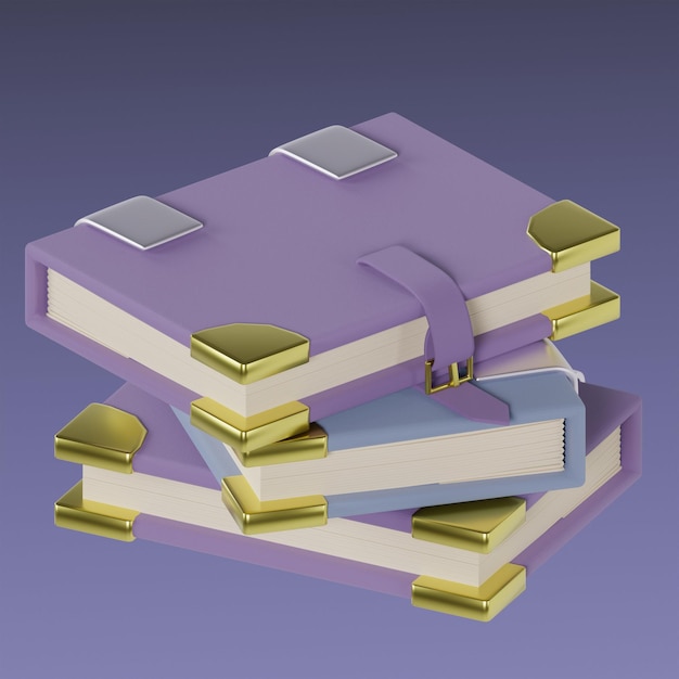 PSD 3d rendered book set illustration