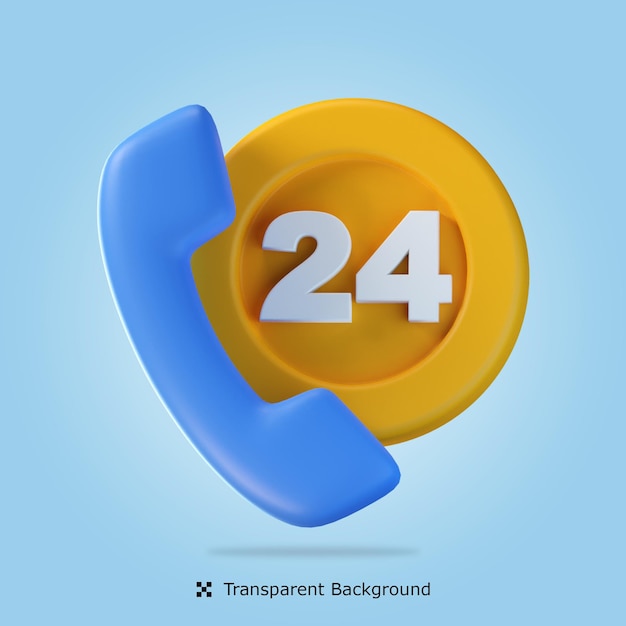 PSD psd 3d rendering 24 hours customer service 3d icon isolated illustration