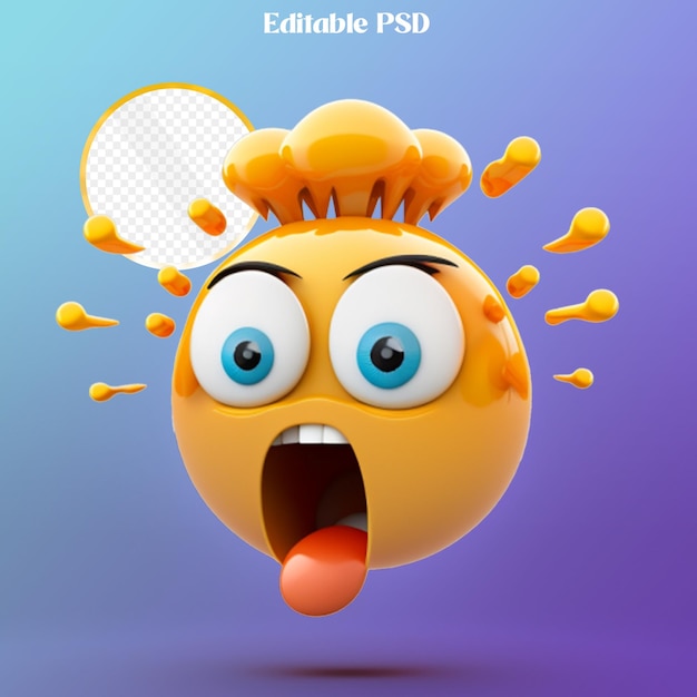 Psd 3d rendering of angry emoji icon