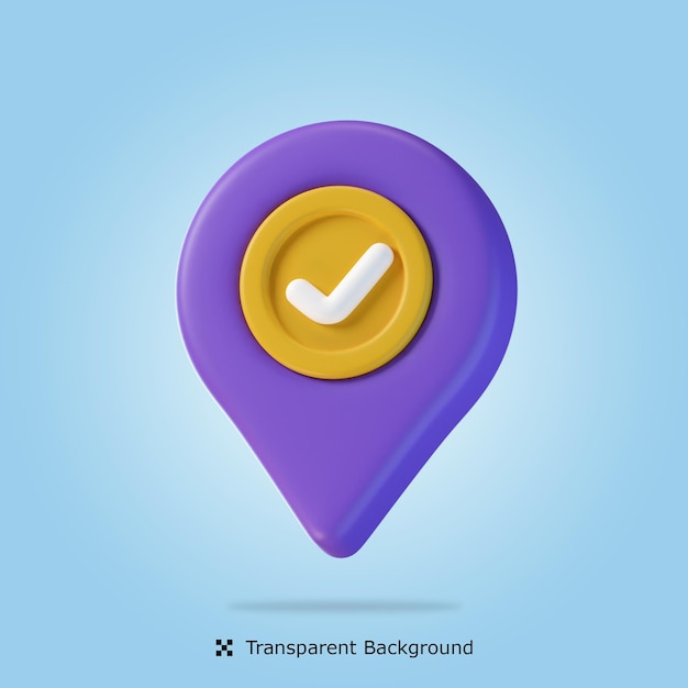 psd 3d rendering check location 3d icon isolated illustration